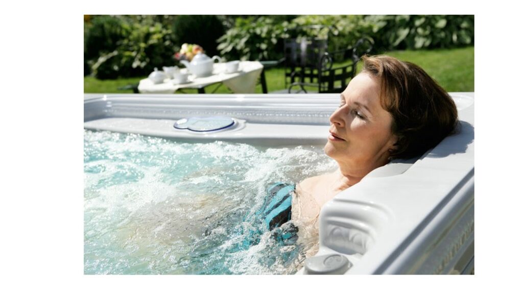Woman Soaking in Hot Tub